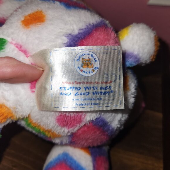 Build-A-Bear Colorful Heart Print Teddy Bear Plush 17" H - Picture 4 of 5